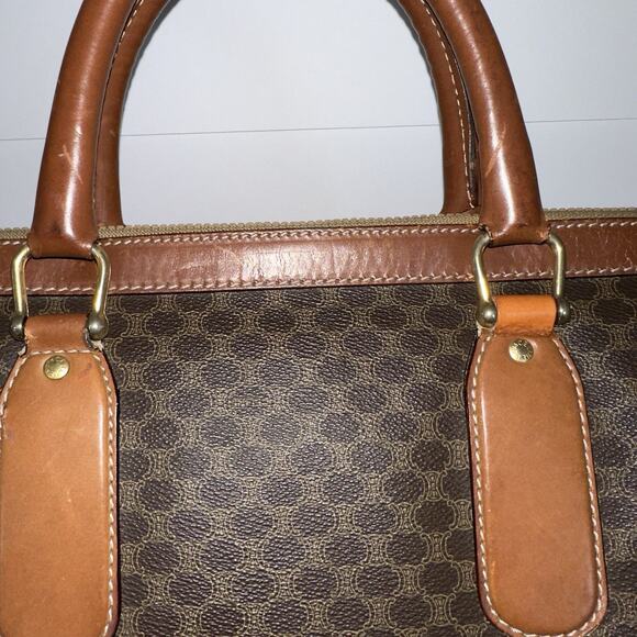 Vintage CELINE Macadam Large Boston Travel Bag Brown Coated Canvas Leather Italy - Picture 12 of 16